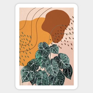 Mid Century Modern, Abstract Botanical Illustration Sticker